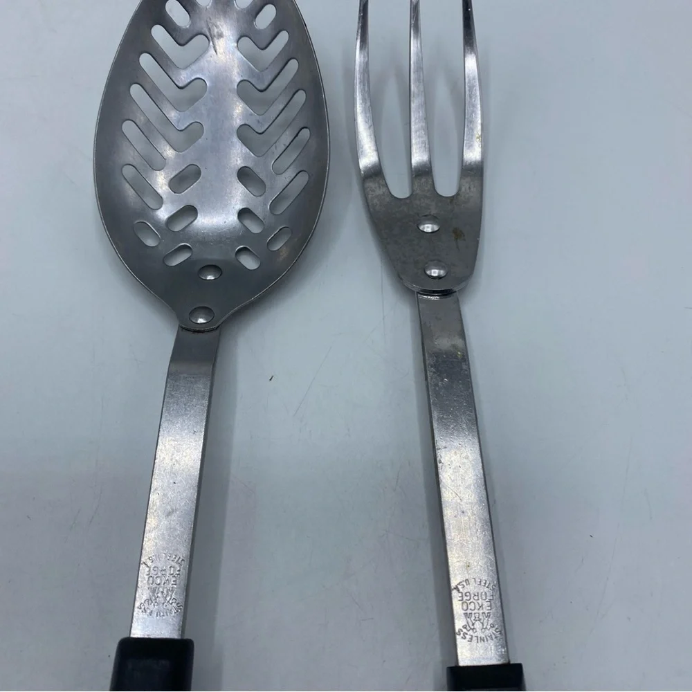 Vintage Ekco 3 Prong Tine Dinner Stainless Granny Fork Spatula Forge Utensils